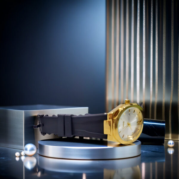 Calora Gold Dial & Black strap Watch - Image 7